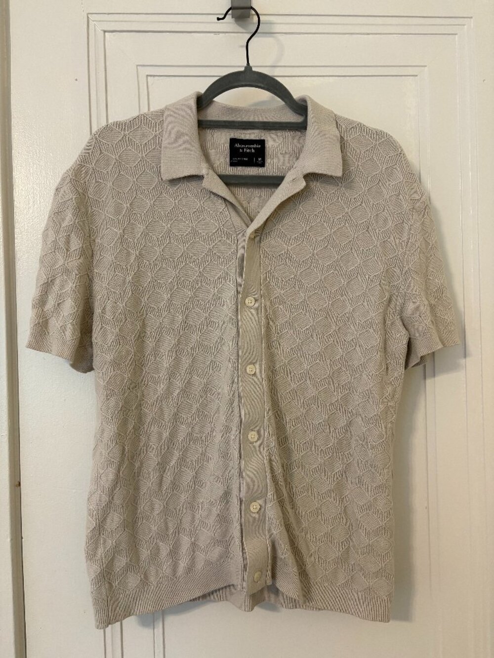 Men's Abercrombie & Fitch Knit Resort Woven Button Down Short Sleeve Medium